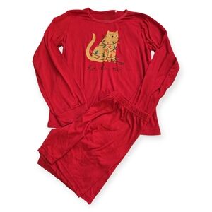 Catherine Malandrino Red Pajama Set with Cat Design